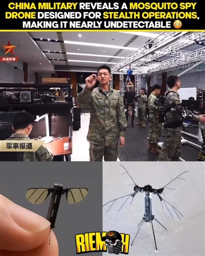Riemoh on Instagram: "China has revealed a mosquito-like flying robot designed for stealth missions, triggering global concern about its potential use in surveillance, cybercrime, and even biowarfare. Developed by China’s National University of Defense Technology (NUDT), the insect-sized drone was recently featured on CCTV 7, the country’s official military channel. Via @EconomicTimes.com"