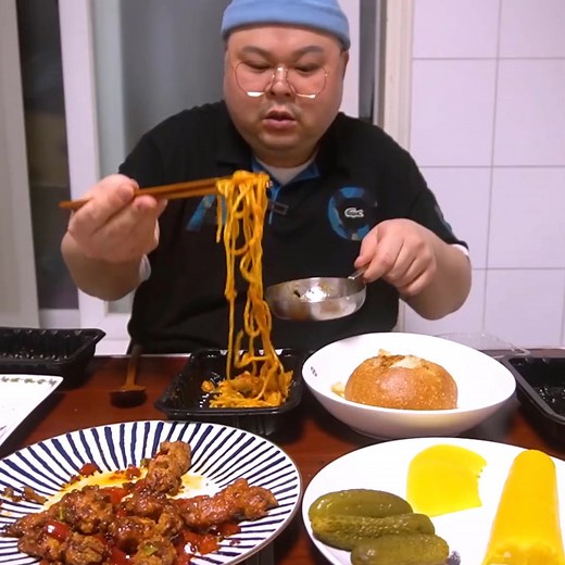 65K views · 1.6K reactions | [Black Bean Noodles,Hamburger Steak] Mukbang Eatingshow | Eating time | Facebook