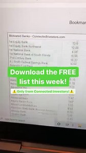🚨 Get the FREE Updated Bank List 🚨 Better than MLS or Zillow! ✅Hidden Foreclosures ✅Bank Assets Managers ✅Direct Contact Info Access wholesale pricing on houses that aren't available to the general public. Enter your zip & get a free list of over 200 asset managers who are sitting on the properties the public doesn't know about yet. This list of these 200 banks is FREE for a limited time. Yes, 100% Free! Download it here 👇👇 Happy Investing! | Connected Investors