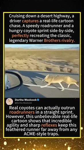 Looney Tunes in Real Life: Coyote and Road Runner Caught Racing! 🦊🏃‍♂️💨foryou #fyp #animals #funny