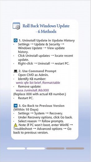 🔄 Roll Back Windows Update (Windows 11/10 Fixes After Update)#windows11updates #windows10