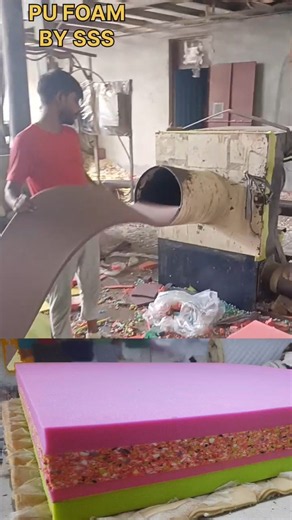 How To Make Bonded Foam // Rebonded Foam Making Process #foam #viral #shortsfeed