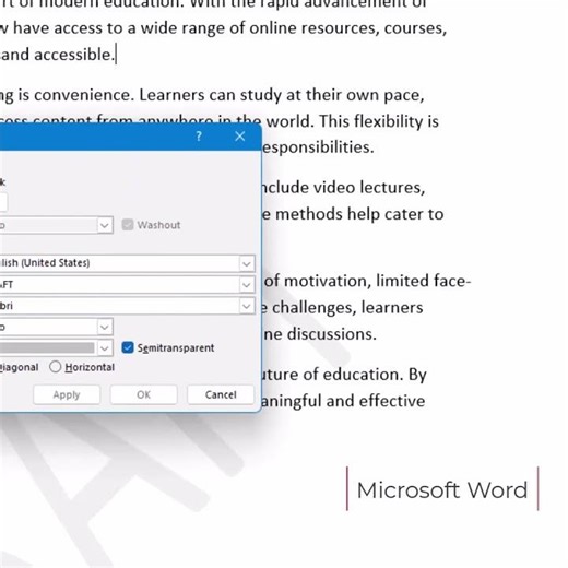 Microsoft Word Adding Text Watermark