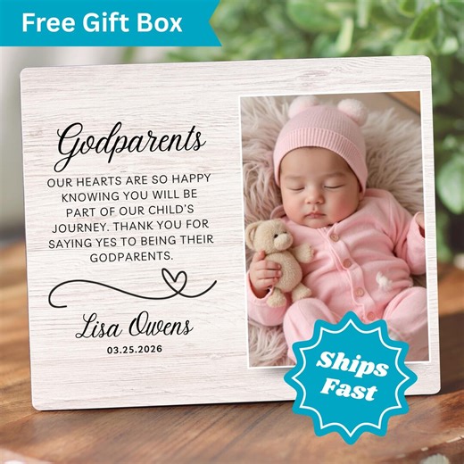 Godparent Gift, Personalized Godparent Picture Frame From Godchild, Custom Godparent Keepsake, Godmother & Godfather Proposal Plaque - Etsy