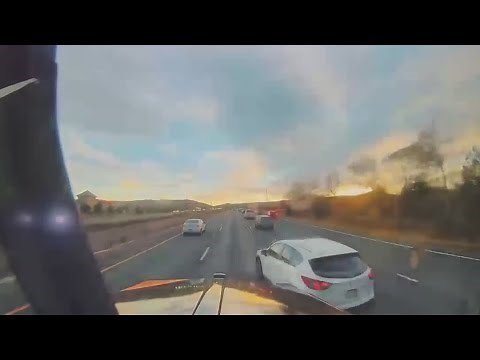 Dash cam shows truck in 7-car crash on I-70