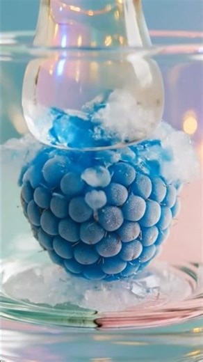 ASMR GLASS BLUE RASPBERRY💙😍 #aivideo #asmr #satisfying #viral #blue #fruit
