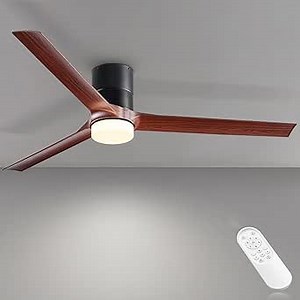 Ceiling Fan with Light and Remote Control, 60" Modern 3-Blade Flush Mount LED Ceiling Fan with Dimmable Lights for Bedroom Living Room Farmhouse Dining Room Patio Garage Kitchen