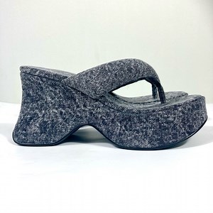 Jeffrey Campbell Drippi Platform Flip Flop Black Denim Size 7 8 NEW