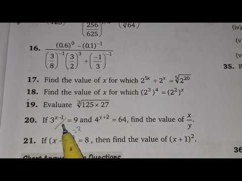 MATHS class 9| CHAPTER-2 | EX-2.1 | Q-20 = 3^x-1= 9 and 4^y+2 = 64, find the value of x/y