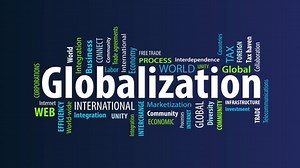 Animated Globalization Word Cloud on a Blue Background