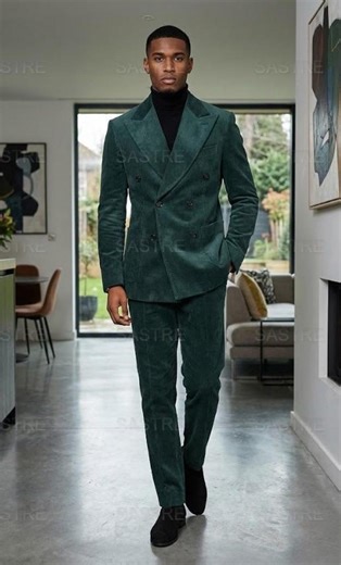 Men's Emerald Green Corduroy Suit - Double Breasted Vintage Style - Etsy