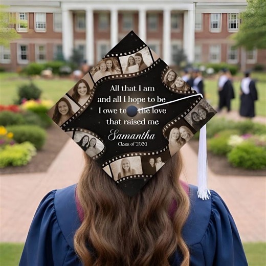Custom Photo Graduation Cap Topper, Personalized Grad Cap with Photos, Senior Graduation Hat Gift, Class of 2026 Decoration