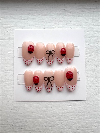 Lady Bug Nails - Etsy