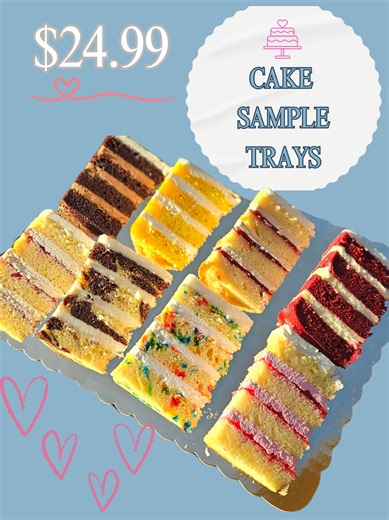 Meet our new Cake Sampling Trays — a little slice of happiness for everyone 🍰✨ Featuring our fresh spring & summer flavors, these trays aren’t just for wedding tastings. They’re perfect for families who can’t choose just one cake and want to enjoy several gourmet flavors at once. From “just because” desserts to weekend treats, this is the sweetest way to taste them all. Available in our bakery. | Santoni's Marketplace & Catering