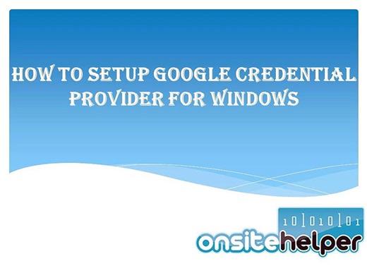 How to Setup Google Credential Provider for Windows
