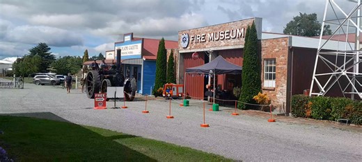 Bryce and Grant arriving on Sunday morning, with Bryces Fowler Traction Engine. Always a pleasure to see this amazing machine quietly travel through the site! | The Plains Railway & Historical Museum