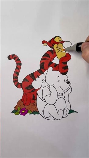 🐯Winnie-the-Pooh and his friend Tigger coloring#disney#animals#coloringpages#art