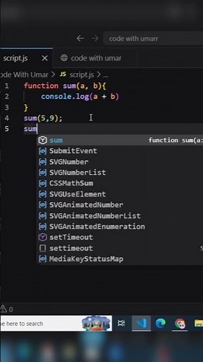 How to Use Sum Function in JavaScript (Easy Explained) ⚡ #shorts ⭐