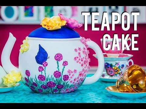 How to Make a TEAPOT CAKE fit for a MAD HATTER'S TEA PARTY! Chocolate Cake with SUGAR FLOWERS!