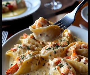 Lobster-Stuffed Shells in Garlic Cream Sauce 🦞🧄 This next-level pasta bake is a cheesy seafood dream come true! 📝 Ingredients : For the Shells & Filling: 20 jumbo pasta shells 1 1/2 cups cooked lobster meat, chopped 1 cup ricotta cheese | Tasty & Easy Recipes