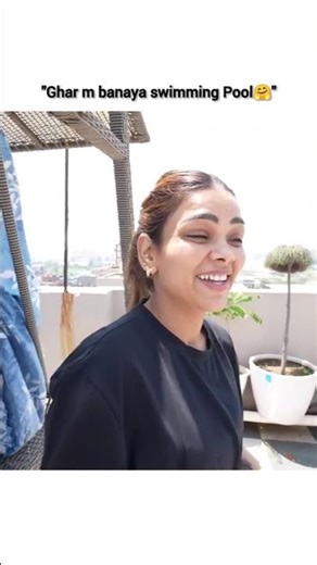 Ghar m banaya swimming pool🌊🤗 Subscribe plz🙏#payalmalik #armaanmalik #kritikamalik #shorts