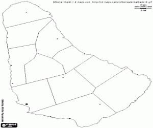 Mapa de Barbados para colorear, pintar e imprimir