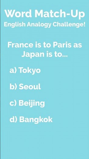 Word Match Up English Analogy Challenge! 10
