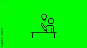 people sitting and looking for ideas.Animation of icon business with white background and green screen