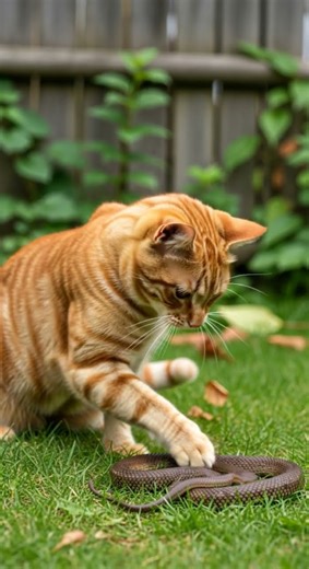 Orange Cat Meets Snake Watch This Epic Encounter #cat #orangecat #snake