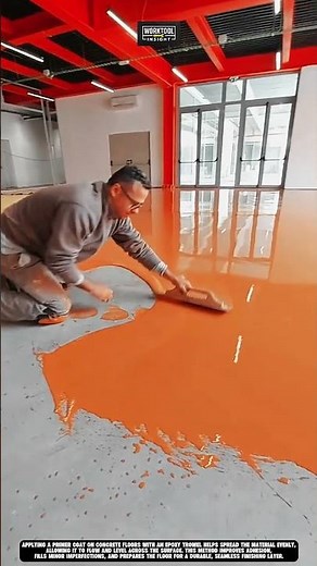 Applying primer coat on concrete floors using work tool epoxy trowel #tool #worktool
