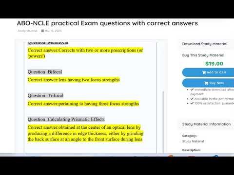 ABO-NCLE practical Exam questions with correct answers
