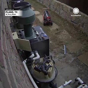 6.2K views · 138 reactions | That was way too close for comfort!  A Plano, Texas, resident narrowly avoided getting hit when some frozen pool equipment fired off into the air after unusually cold temperatures. | AccuWeather | Facebook