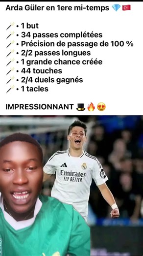 Performance remarquable d'Arda Güler en première mi-temps