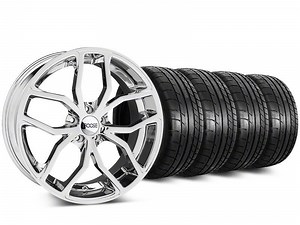 Mustang Staggered Foose Outcast Chrome Wheel and Mickey Thompson Tire Kit; 20-Inch (15-23 Mustang GT, EcoBoost, V6) - Free Shipping