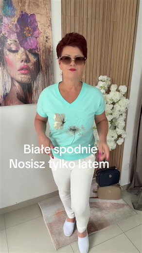 Białe spodnie bawełniane Patka – cena 115 zł, rozmiary S M XL