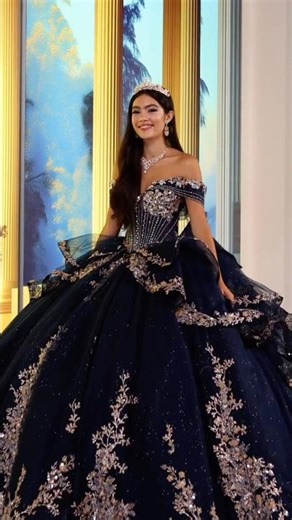 The Navy & Rose Gold Quinceañera Dress Everyone Stops For