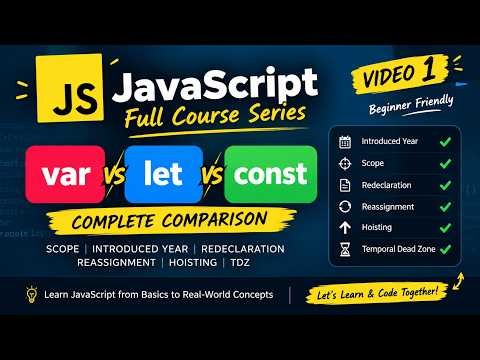 JavaScript var vs let vs const Explained | Scope, Hoisting, TDZ & More | JavaScript Series #1
