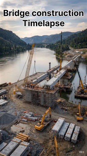 Bridge Built From Scratch Timelapse 🌉⚡ | Epic Builds #shorts