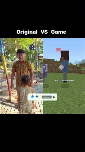 Original VS Game - Robot Imut Di Kejar Monyet #shorts #minecraft #funny