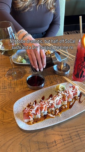 We firmly believe that Mondays are better with sushi and mocktails 🫶🍣 Get half off all rolls, every Monday at So Cal Kitchen Bar. See you tomorrow!