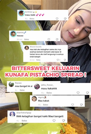 Aku bikinin kunafa pistachio spread untuk kamu yang join live aku tgl 20 Oktober 🤗 #bittersweetbynajla #kunafapistachio #spread #kunafa