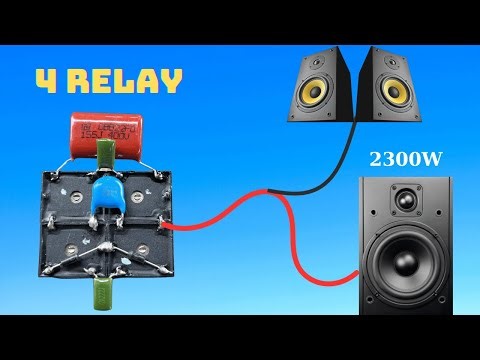 DIY Powerful Ultra Bass Amplifier From 4 Relay, No IC , Simple circuit | DIY Audio