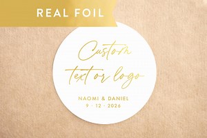 Custom Gold Foil Stickers, Personalized Logo Stickers, Foil Printing, White or Clear Labels, Custom Business Stickers, Wedding Logo - Etsy