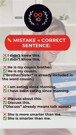 Improve your English step by step with Infinity IQ . Simple lessons, daily practice, and clear explanations. Start your learning journey today. 🌐 Website: https://infinityiqplus.neetowebpage.com 📸 Instagram: https://www.instagram.com/infinityiqplus 📘 Facebook: https://www.facebook.com/infinityiqplus ▶️ YouTube: https://www.youtube.com/@InfinityIQpluss 📞 91 8076103731 | ✉️ support@infinityiqplus.com 👉 Please Like, Share & Follow for more! #EnglishSpeaking #LearnEnglish #SpokenEnglish #Englis