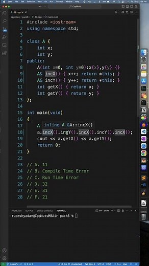 Function Chaining In C++ A Quick Example #cppprogramming #quicktips