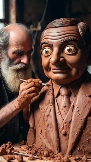 Old Artist Creating a Giant Clay Statue of Mr. Bean | Incredible Sculpture Art 😱 #viralvideo