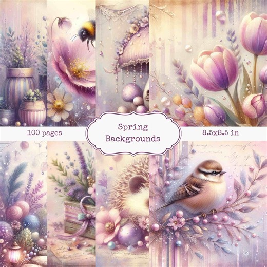 Spring Fairy Printable Pages: Scrapbook Spring Backgrounds (digital Download) - Etsy
