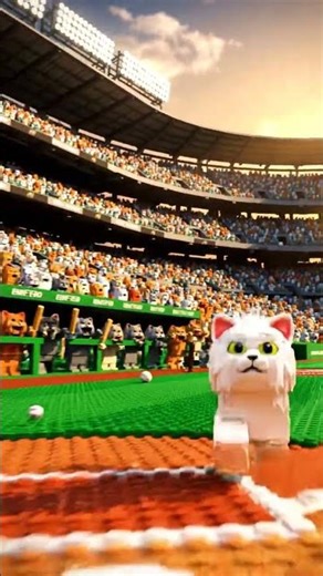 Cat playing baseball