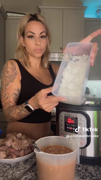 Beef tips in gravy #beeftips #beeftipsandgravy #instantpot #easyrecipes #familydinner #cookwithbrooke Recipe 3 lbs of stew meat 1 medium onion 16 oz mushroom Flavor cup: 1 pack Lipitor onion soup mix 1 can cream of mushroom 2 packages brown gravy 2 tsp better than bouillon 2 cups water or 2 cups beef broth 1/4 cup washyersister sauce 2 tbsp Cornstarch some of that liquid in the pot (makes a thicker gravy)