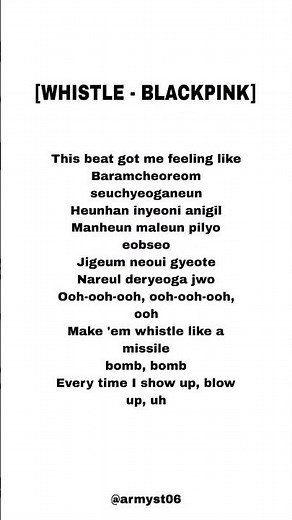blackpink - whistle (lyrics) #viral #lyrics #song #shorts #fyp #explore #kpop #blackpink #karaoke